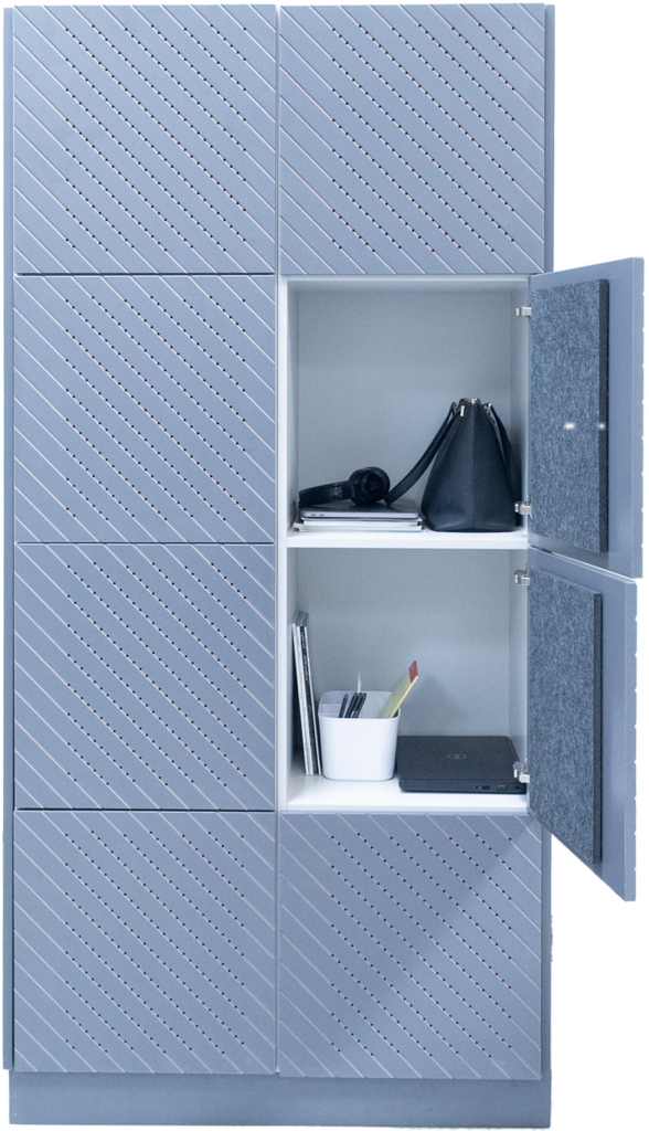 image of acoustic lockers shown at NeoCon