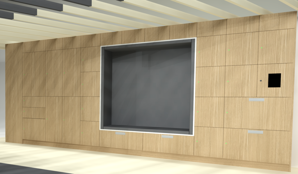 rendering of smart locker shown at NeoCon